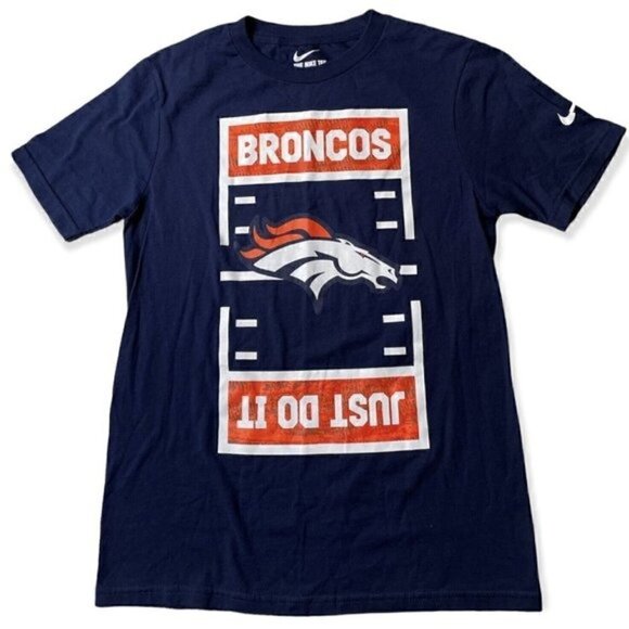 NWOT Nike Denver Broncos The Nike Tee Just Do It Short Sleeve Women’s M Navy - Picture 1 of 5